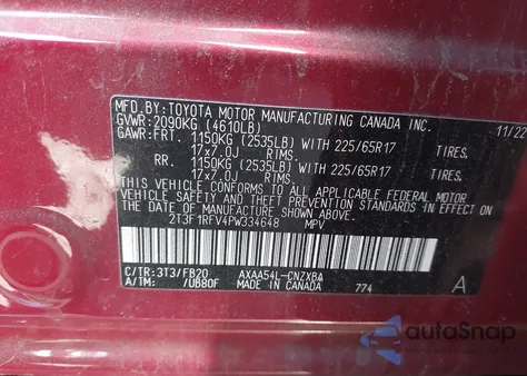 2023 Toyota Rav4 Le from USA, damaged, VIN 2T3F1RFV4PW334648